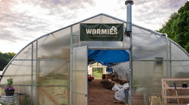 Image of a green house at Wormies is a vermicomposting (worm compost) business in Grand Rapids, Michigan
